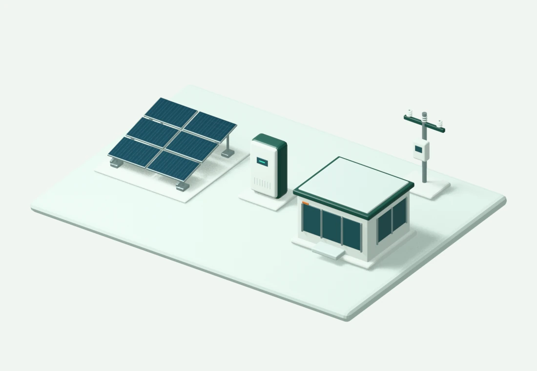 Model konsep panel surya, inverter, bangunan dan jaringan listrik